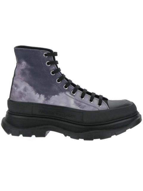 Alexander McQueen Alexander McQueen Blue Sky Print Tread Slick Boots Black Blue