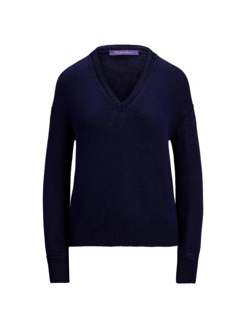 Ralph Lauren Women's Silk V-Neck Sweater - Lux Navy