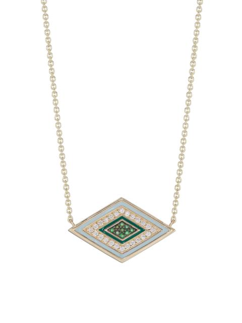 SYDNEY EVAN Women's 14K Yellow Gold, Diamond & Emerald Large Groovy Evil Eye Pendant Necklace - Multi