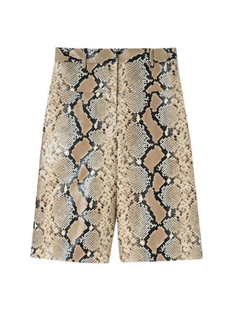 python-effect leather Bermuda shorts