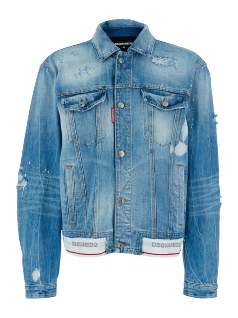 DSQUARED2 Dsquared2 Distressed Denim Jacket — Blue