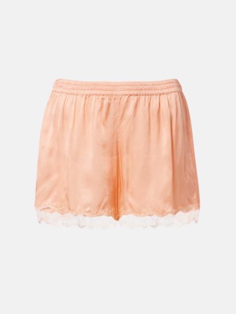 Poupette St Barth Doris lace-trimmed satin shorts