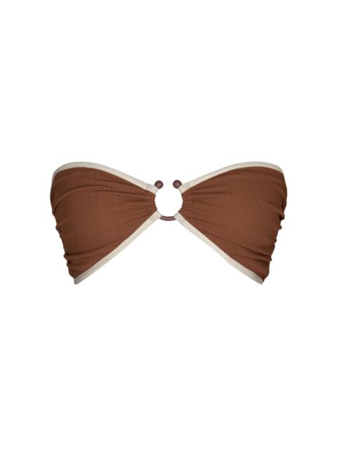Johanna Ortiz Seawaters Ring-Detailed Bandeau Bikini Top brown