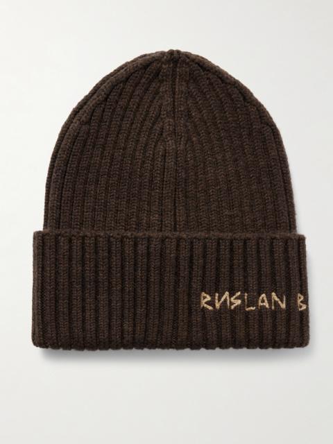 RUSLAN BAGINSKIY Embroidered Ribbed Merino Wool Beanie