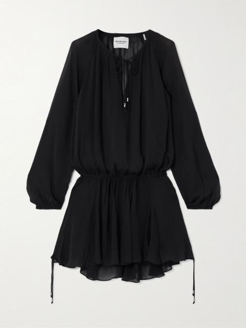 Isabel Marant Étoile Bess gathered georgette mini dress Black