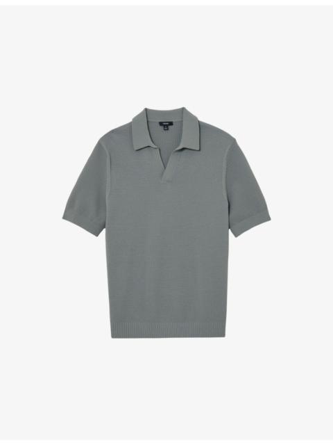 REISS Leon Open-Collar Textured Cotton-Blend Polo