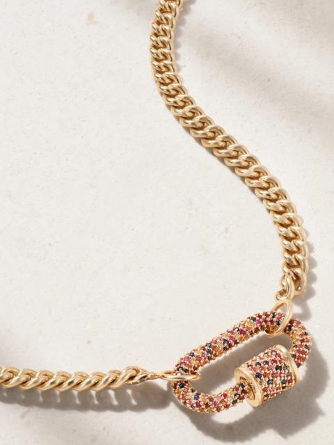 MARLA AARON Allstone Lock 14-karat Gold Sapphire Necklace