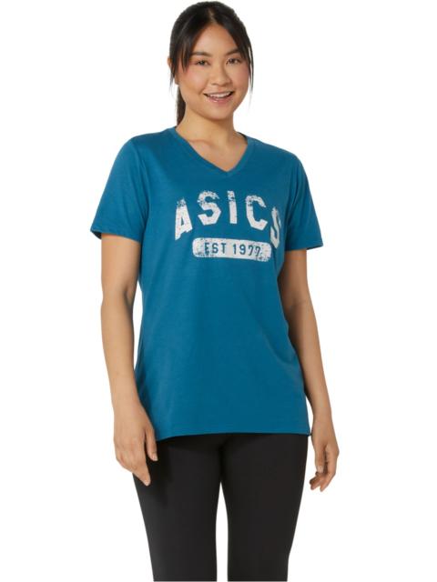 Asics WOMEN'S SHORT SLEEVE EST 1977 V-NECK TEE