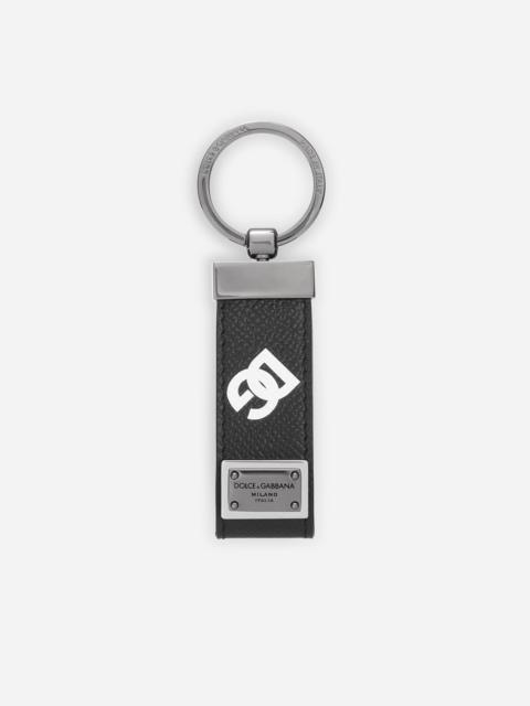 Calfskin key chain with all-over DG print