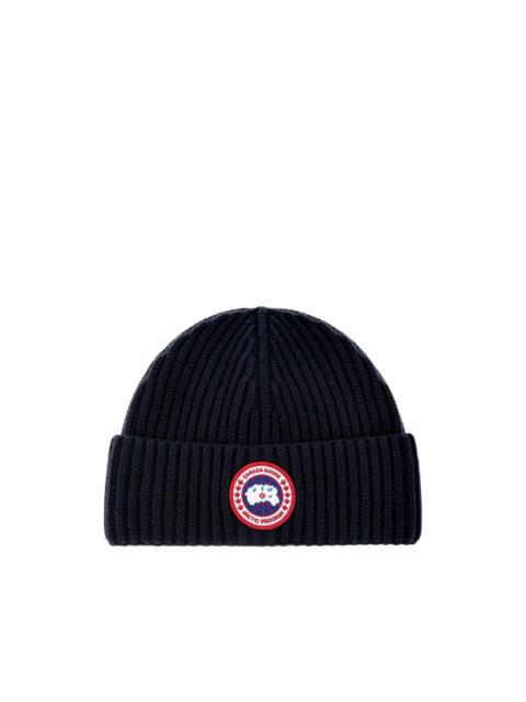 Canada Goose logo-patch ribbed-knit beanie hat