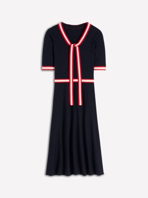 BODEN Tipped Bow Dress-Navy