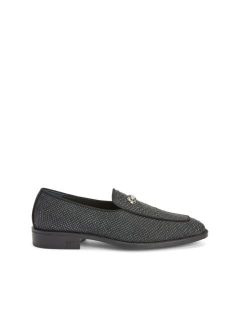 crocodile-effect leather loafers