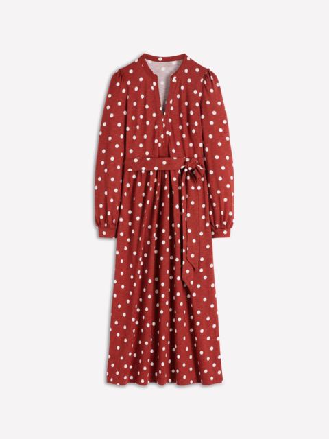 BODEN Naomi Long Sleeve Jersey Dress-Burnt Orange, Painted Dot