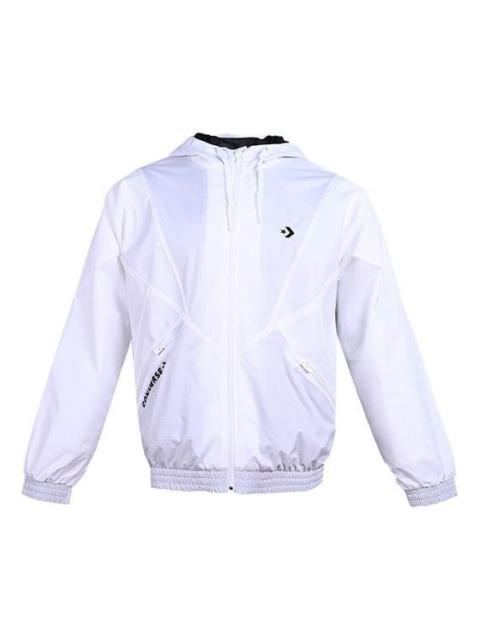 Converse hooded Drawstring Zipper Pocket Jacket White 10019993-A03