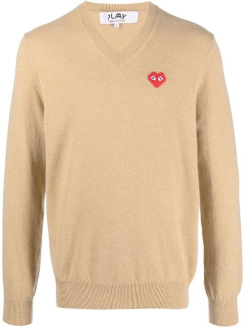 Comme des Garçons PLAY heart-patch V-neck sweater