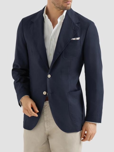 Brunello Cucinelli Men's Cashmere Batavia Deconstructed Blazer with Patch Pockets - Blue