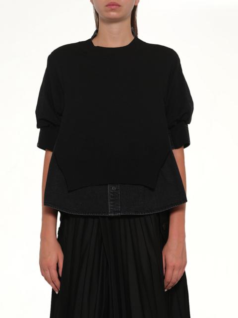 sacai Denim x Knit Pullover in Black