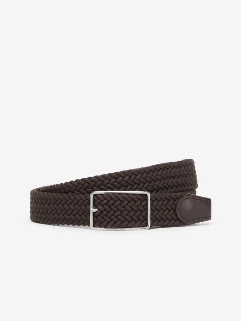 CORNELIANI Brown braided waxed cotton belt