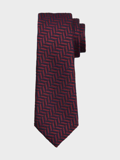 GIORGIO ARMANI Men's Geometric Herringbone Tie