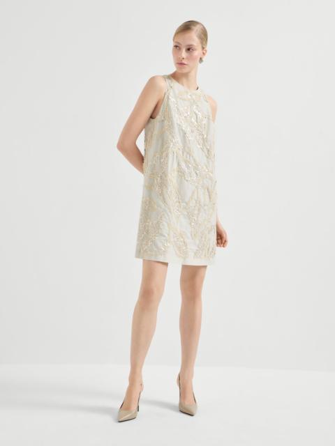 Brunello Cucinelli Techno cotton poplin mini dress with dazzling seabed embroidery