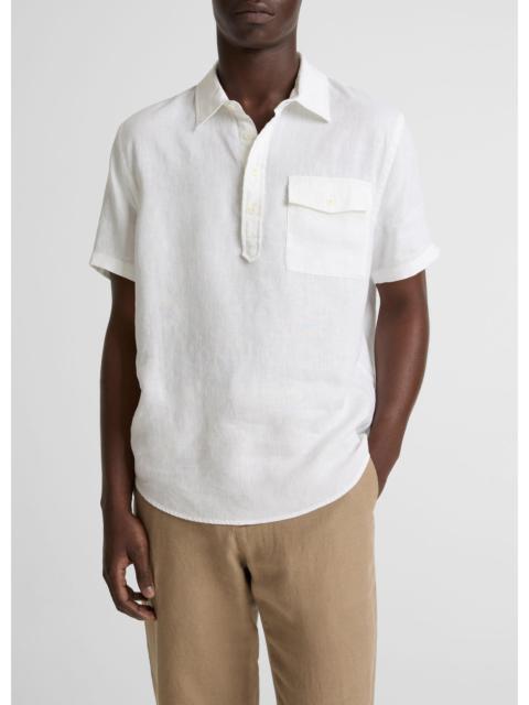 Vince Linen Short-Sleeve Half-Placket Shirt