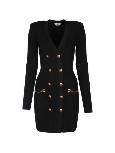 ELISABETTA FRANCHI jewel-button chain-detail knitted mini dress