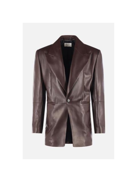 SAINT LAURENT SAINT LAURENT Single Breasted Marron Fonce Leather Jacket Ne
