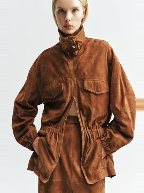 BARDOT Anja Genuine Suede Jacket In Russet