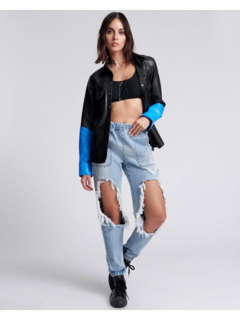 ONE TEASPOON Trackers Mid Waist Jogger Denim Jeans - Fleetwood Artiste
