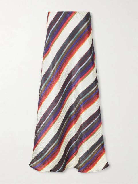 CHRISTOPHER JOHN ROGERS Morris striped crinkle-satin maxi skirt Multi