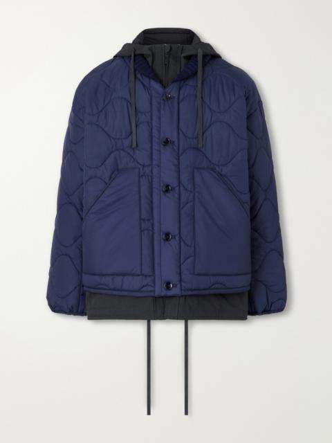 A KIND OF GUISE Tres En Uno Hooded Layered Quilted Shell and Canvas Jacket