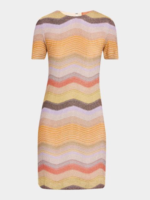 Missoni Metallic Chevron Short-Sleeve Mini Dress