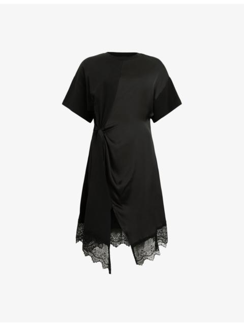 ALLSAINTS Lana Lace-Embroidered Short-Sleeve Cotton Mini Dress