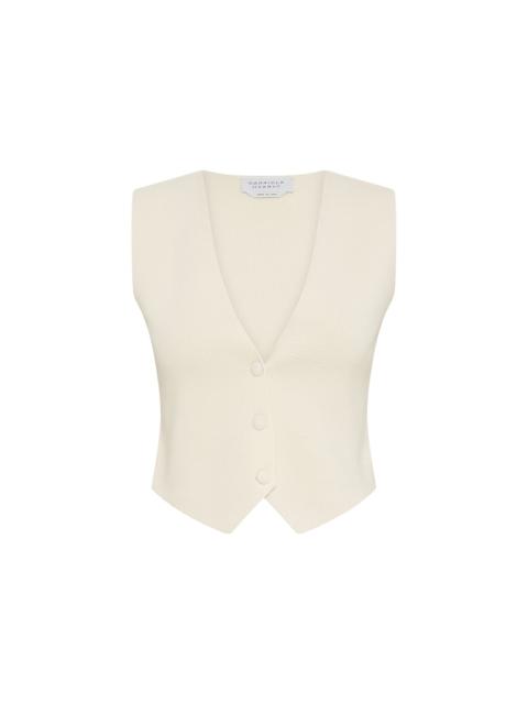 GABRIELA HEARST Enso Knit Vest in Off White Merino Wool Cashmere