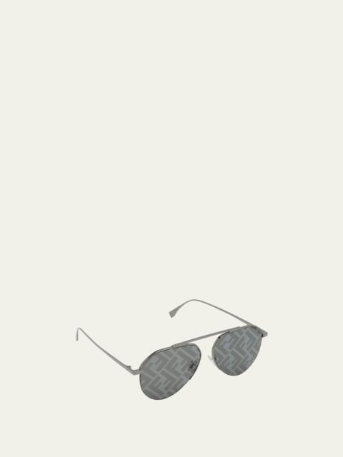 Men's Monogram Lens Metal Aviator Sunglasses