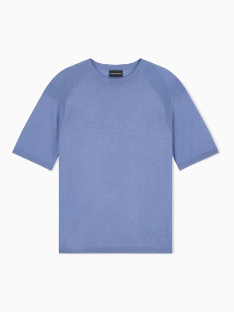 EMPORIO ARMANI PULLOVER WITH REGULAR FIT IN LYOCELL VIRGIN WOOL AND SILK