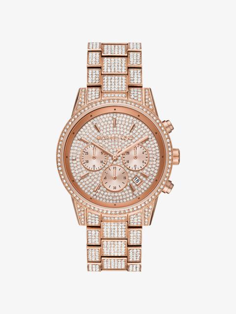 MICHAEL KORS Bryant Pavé Rose Gold-Tone Watch