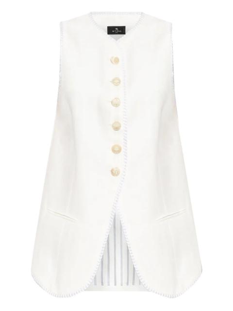 Etro LINEN GILET WITH TRIMMINGS