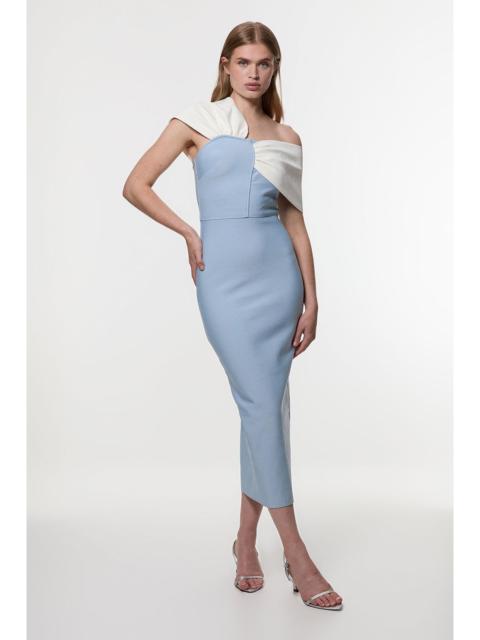 KAREN MILLEN Figure Form Bandage Asymmetric Strap Knit Midi Dress