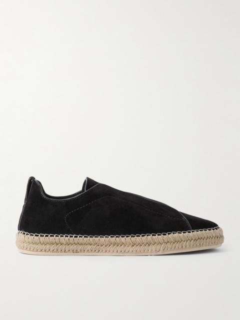 ZEGNA Triple Stitch™ Leather-Trimmed Suede Slip-On Sneakers