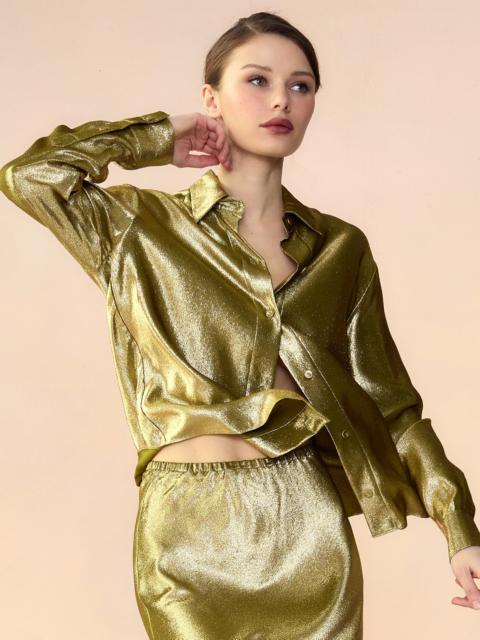 CYNTHIA ROWLEY Liquid Gold Lamé Shirt