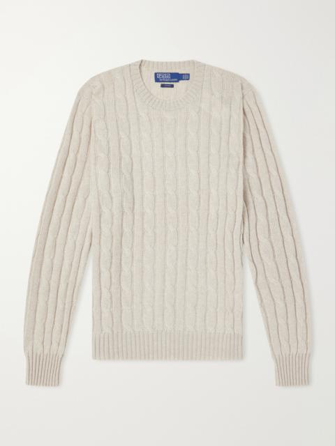 Polo Ralph Lauren Logo-Embroidered Cable-Knit Cashmere Sweater
