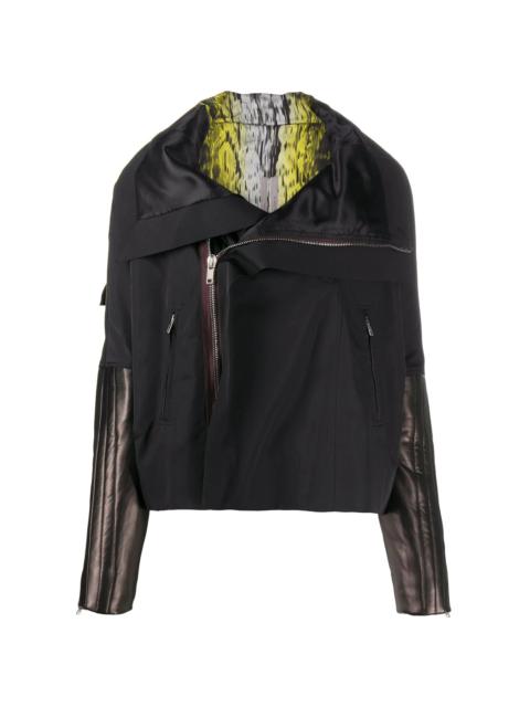 Rick Owens leather sleeve zipped jacket