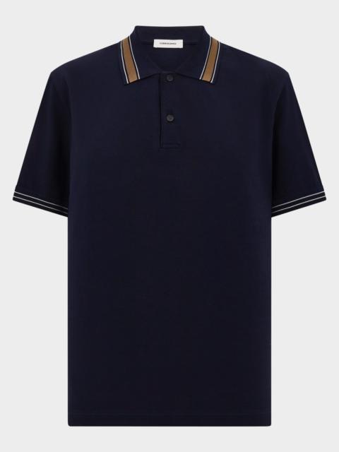 FERRAGAMO Men's Logo-Placket Pique Polo Shirt