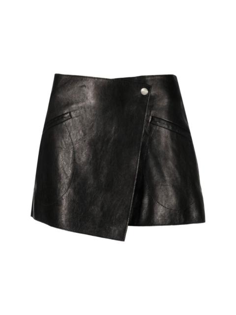 leather mini wrap skirt