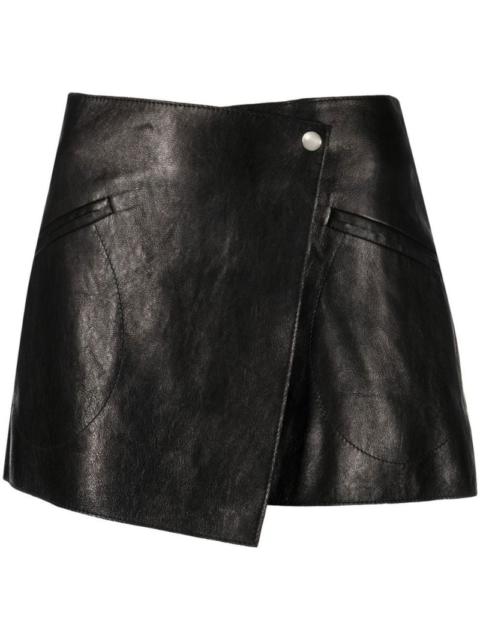 KHAITE leather mini wrap skirt