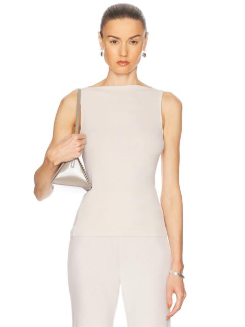 Enza Costa Silk Knit Sleeveless Boatneck Top