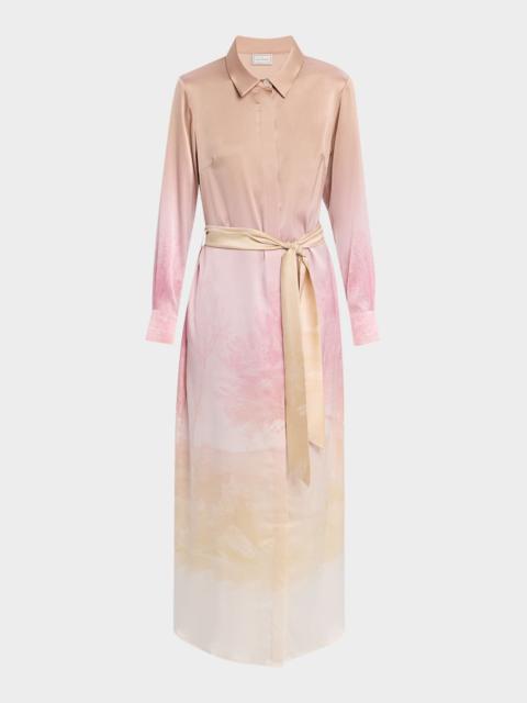 Ombre Landscape-Print Midi Shirtdress