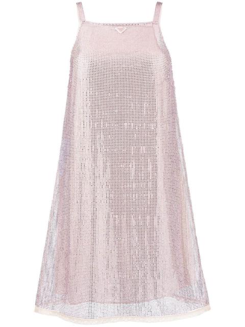 rhinestone-embellished mesh minidress
