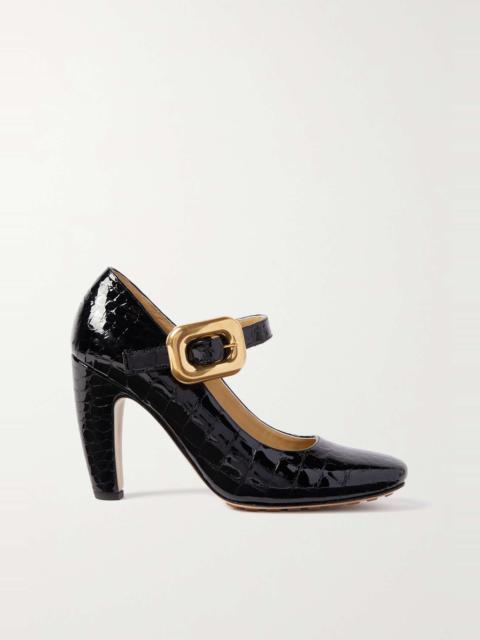 Bottega Veneta Wedge croc-effect patent-leather pumps